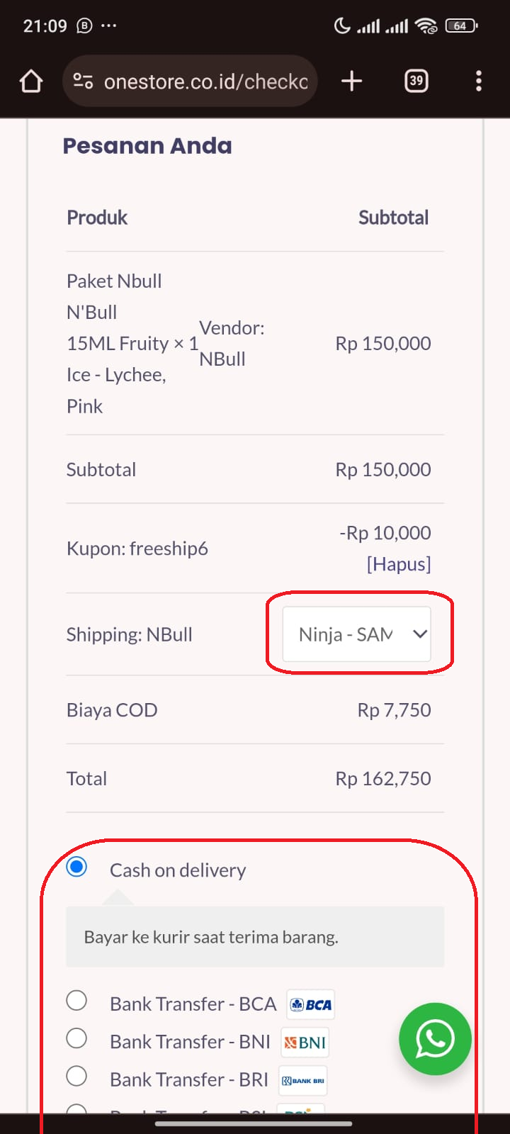 cara order onestore